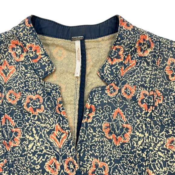 Free People Floral Print Blazer Jacket 6 Faded Blue Floral - Picture 5 of 14